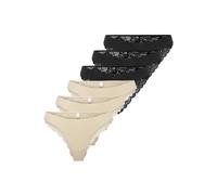 Slip ONLY "Slip ONLCHLOE LACE BRAZIL 6P 6er Pack", Damen, Gr. M, bunt (schwarz, beige), Obermaterial: 90% Polyamid PA. 10% Elasthan EL., Unterhosen Slip (23440112-M) schwarz, beige