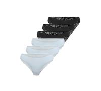 Slip ONLY "Slip ONLCHLOE LACE BRAZIL 6P 6er Pack", Damen, Gr. M, bunt (schwarz, hellblau), Obermaterial: 90% Polyamid PA. 10% Elasthan EL., Unterhosen Slip (43897330-M) schwarz, hellblau