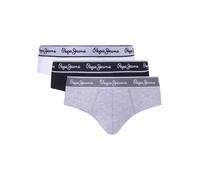 Pepe Jeans Herren Slips, 3er Pack - Unterwäsche, Baumwolle, Logobund, einfarbig Hellgrau/Schwarz/Weiß S