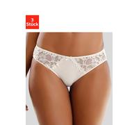 Slip PETITE FLEUR, Damen, Gr. 36/38, 3 Stk., braun (braun, toffee, puder), Microtouch, Obermaterial: 86% Polyester, 14% Elasthan, körpernah, Unterhosen Slip, mit leicht transparenter Jacquardspitze an