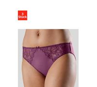 Slip PETITE FLEUR, Damen, Gr. 44/46, 3 Stk., rot (beere, creme, schwarz), Microtouch, Obermaterial: 86% Polyester, 14% Elasthan, körpernah, Unterhosen Slip, mit leicht transparenter Jacquardspitze an 