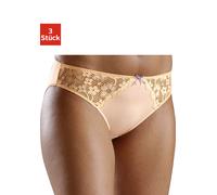 Slip PETITE FLEUR, Damen, Gr. 48/50, 3 Stk., bunt (blau, mandarine, weiß), Microtouch, Obermaterial: 86% Polyester, 14% Elasthan, körpernah, Unterhosen Slip, mit leicht transparenter Jacquardspitze an