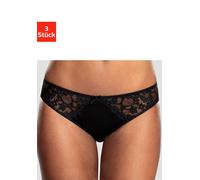 Slip PETITE FLEUR, Damen, Gr. 48/50, 3 Stk., weiß (2xweiß, 1xschwarz), Microtouch, Obermaterial: 86% Polyester, 14% Elasthan, körpernah, Unterhosen Slip, mit leicht transparenter Jacquardspitze an den