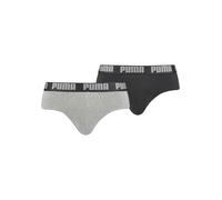 Puma Herren Slips Everyday Brief 2er-Pack – Grau Melange/Schwarz – Größe 4