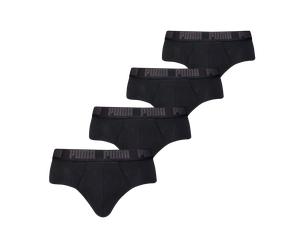 Slip PUMA "PUMA MEN EVERYDAY BRIEF 4P ECOM", Herren, Gr. M, schwarz, Single Jersey, Obermaterial: 95% Baumwolle, 5% Elasthan, körpernah, Unterhosen Slip, Komfortabler elastischer Logobund (28247831-M)
