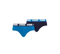 Slip PUMA "PUMA MEN EVERYDAY BRIEFS 2P", Herren, Gr. L, blau (blau, navy), Jersey, Obermaterial: 95% Baumwolle, 5% Elasthan, unifarben mit Farbeinsatz, eng, Unterhosen Slip, mit Logobund (40589667-L)