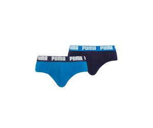 Slip PUMA "PUMA MEN EVERYDAY BRIEFS", Herren, Gr. S, blau (blau, navy), Jersey, Obermaterial: 95% Baumwolle, 5% Elasthan, unifarben mit Farbeinsatz, eng, Unterhosen Slip, mit Logobund (40589667-S) bla
