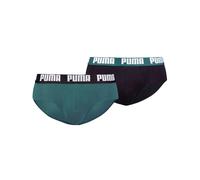 Slip PUMA "PUMA MEN EVERYDAY BRIEFS", Herren, Gr. XL, emerald ice, schwarz, Jersey, Obermaterial: 95% Baumwolle, 5% Elasthan, eng, Unterhosen Slip, mit Logobund (15651758-XL) emerald ice, schwarz