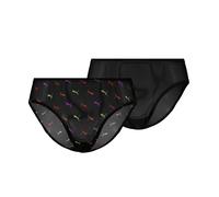 Slip PUMA "PUMA WOMEN PRINTED MESH BRIEFS", Damen, Gr. S, schwarz combo, Microfaser, Obermaterial: 70% Polyamid, 30% Elasthan, körpernah, Unterhosen Slip, mit buntem allover Print, mit Mesh-Details (9