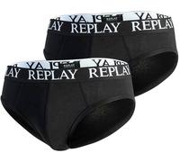 Slip REPLAY "SLIP Basic Cuff Logo 2pcs Bo", Herren, Gr. XL, schwarz, Jersey, Obermaterial: 95% Baumwolle, 5% Elasthan, unifarben, Unterhosen Slip (48779109-XL)