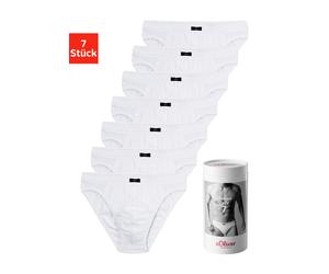 Slip S.OLIVER "Herren Unterhose", Herren, Gr. 3XL, 7 Stk., weiß, Jersey, Obermaterial: 100% Baumwolle, unifarben, körpernah, Unterhosen Slip, Wochenration in einer Dose (68923307-XXXL) weiß