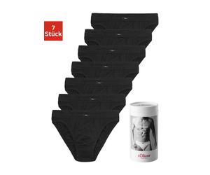 Slip S.OLIVER "Herren Unterhose", Herren, Gr. L, 7 Stk., schwarz, Jersey, Obermaterial: 100% Baumwolle, unifarben, körpernah, Unterhosen Slip, Wochenration in einer Dose, Topseller (47164729-L) schwar