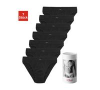 Slip S.OLIVER "Herren Unterhose", Herren, Gr. S, 7 Stk., schwarz, Jersey, Obermaterial: 100% Baumwolle, unifarben, körpernah, Unterhosen Slip, Wochenration in einer Dose, Topseller (47164729-S) schwar