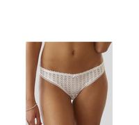 Slip S.OLIVER "Lilou", Damen, Gr. 36/38, weiß, Microfaser, Obermaterial: 90% Polyamid, 10% Elasthan, figurbetont, Unterhosen Slip, aus dezent transparenter Spitze in graphischer Optik (11318933-36) we