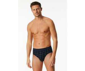 Slip SCHIESSER "Fine Interlock", Herren, Gr. 10, blau (804, blau), Interlock, Obermaterial: 95% Baumwolle, 5% Elasthan, körpernah, Unterhosen Slip, mit Eingriff, kariert (30033518-10) 804, blau