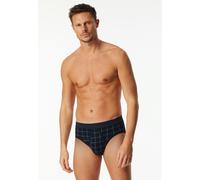 Slip SCHIESSER "Fine Interlock", Herren, Gr. 7, blau (804, blau), Interlock, Obermaterial: 95% Baumwolle, 5% Elasthan, körpernah, Unterhosen Slip, mit Eingriff, kariert (30033518-7) 804, blau