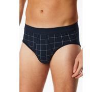 Slip SCHIESSER "Fine Interlock", Herren, Gr. 8, blau (804, blau), Interlock, Obermaterial: 95% Baumwolle, 5% Elasthan, körpernah, Unterhosen Slip, mit Eingriff, kariert (30033518-8)