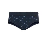 Slip SCHIESSER, Herren, Gr. 6, 3 Stk., blau (marine, bedruckt), 100% Baumwolle, Unterhosen Slip, Topseller (821234-6) marine, bedruckt