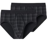 Slip SCHIESSER "Original Classics", Herren, Gr. 8, schwarz (000, schwarz), Feinripp, Obermaterial: 100% Baumwolle, kariert, unifarben, eng, Unterhosen Slip, mit kontrastfarbenem Karomuster (45199132-8