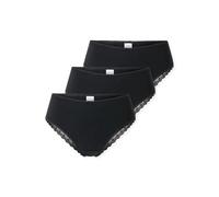 Schiesser Brazilian-Slip 3er-Pack Modern Multipacks mit Spitze aus Baumwolle Damen Schwarz Gr. 44