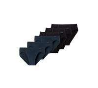 Slip SCHIESSER "Slip 6er Pack", Herren, Gr. M, schwarz (schwarz, blau), Obermaterial: 95% Baumwolle CO. 5% Elasthan EL., Unterhosen Slip (99932844-M) schwarz, blau