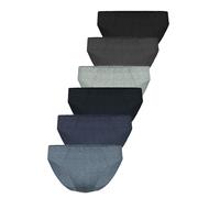 Slip SEIDENSTICKER "6er Pack Herren Mini Slip", Herren, Gr. 5, schwarz, anthrazit, grau, navy, schwarz jeans, jeans, Single-Jersey, Obermaterial: 95% Baumwolle CO. 5% Elasthan EL., Unterhosen Slip (59