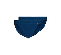 Skiny Herren Tanga-Slip Cotton Retro – Baumwolle Feinripp, Blau M, 2er Pack