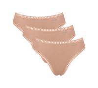 Slip SLOGGI "GO Crush", Damen, Gr. S, braun (cameo braun), Single Jersey, Obermaterial: 95% Baumwolle, 5% Elasthan, Unterhosen Slip, mit Spitzendetails, Multipack, hoher Beinausschnitt (34229833-S) ca