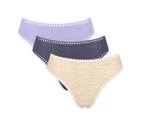 Slip SLOGGI "GO Crush", Damen, Gr. XXL, bunt (lila, light combination), Single Jersey, Obermaterial: 95% Baumwolle, 5% Elasthan, Unterhosen Slip, mit Spitzendetails, Multipack, hoher Beinausschnitt (3