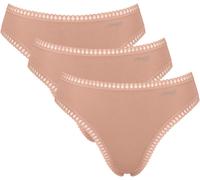 Slip SLOGGI "GO Crush High leg C3P", Damen, Gr. L, braun (cameo braun), Single Jersey, Obermaterial: 95% Baumwolle, 5% Elasthan, Unterhosen Slip, mit Spitzendetails (34229833-L) cameo braun