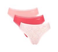 Slip SLOGGI "GO Crush High leg C3P", Damen, Gr. XS, rot, light combination, Single Jersey, Obermaterial: 95% Baumwolle, 5% Elasthan, Unterhosen Slip, mit Spitzendetails (35676112-XS) rot, light combin