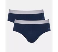 Slip SLOGGI "men GO ABC 2.0 Brief 2P", Herren, Gr. L, blau (navy), Single Jersey, Obermaterial: 95% Baumwolle, 5% Elasthan, körpernah, Unterhosen Slip, moderne bequeme Basics (41062253-L) navy