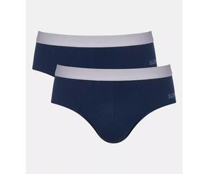 Slip SLOGGI "men GO ABC 2.0 Brief 2P", Herren, Gr. L, blau (navy), Single Jersey, Obermaterial: 95% Baumwolle, 5% Elasthan, körpernah, Unterhosen Slip, moderne bequeme Basics (41062253-L) navy