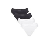 Slip SLOGGI "Slip Double Comfort Tai 4P 4er Pack", Damen, Gr. M, bunt (weiß, schwarz), Obermaterial: 93% Baumwolle CO. 7% Elasthan EL., Unterhosen Slip (47177923-M) weiß, schwarz