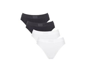 Slip SLOGGI "Slip Double Comfort Tai 4P 4er Pack", Damen, Gr. M, bunt (weiß, schwarz), Obermaterial: 93% Baumwolle CO. 7% Elasthan EL., Unterhosen Slip (47177923-M) weiß, schwarz