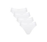 Slip SLOGGI "Slip Double Comfort Tai 4P 4er Pack", Damen, Gr. M, weiß, Obermaterial: 93% Baumwolle CO. 7% Elasthan EL., Unterhosen Slip (88956942-M) weiß