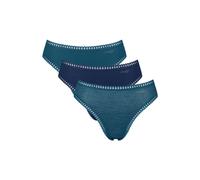 Slip SLOGGI "Slip GO Crush High leg C3P 3er Pack", Damen, Gr. M, blau (türkis, dunkelblau), Obermaterial: 95% Baumwolle CO. 5% Elasthan EL., Unterhosen Slip (57768868-M) türkis, dunkelblau