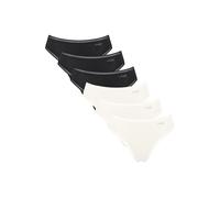 Slip SLOGGI "Slip GO Crush High leg C6P 6er Pack", Damen, Gr. XXL, bunt (schwarz, weiß), Obermaterial: 95% Baumwolle CO. 5% Elasthan EL., Unterhosen Slip (59786235-XXL) schwarz, weiß