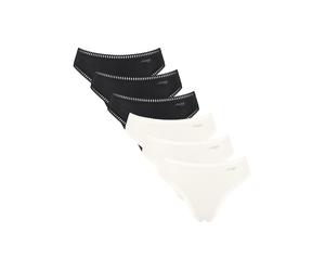 Slip SLOGGI "Slip GO Crush High leg C6P 6er Pack", Damen, Gr. XXL, bunt (schwarz, weiß), Obermaterial: 95% Baumwolle CO. 5% Elasthan EL., Unterhosen Slip (59786235-XXL) schwarz, weiß