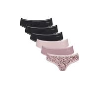 Slip SLOGGI "Slip GO Crush Hipster C6P 6er Pack", Damen, Gr. L, bunt (schwarz, rosa), Obermaterial: 95% Baumwolle CO. 5% Elasthan EL., Unterhosen Slip (97662204-L) schwarz, rosa