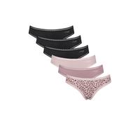 Slip SLOGGI "Slip GO Crush Mini C6P 6er Pack", Damen, Gr. L, bunt (schwarz, rosa), Obermaterial: 95% Baumwolle CO. 5% Elasthan EL., Unterhosen Slip (82976559-L) schwarz, rosa