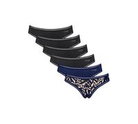 Slip SLOGGI "Slip GO Crush Mini C6P 6er Pack", Damen, Gr. M, bunt (schwarz, blau), Obermaterial: 95% Baumwolle CO. 5% Elasthan EL., Unterhosen Slip (66402661-M) schwarz, blau