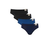 Slip SLOGGI "Slip GO Natural Brief C4P 4er Pack", Herren, Gr. L, bunt (schwarz, blau), Obermaterial: 95% Baumwolle CO. 5% Elasthan EL., Unterhosen Slip (32161640-L) schwarz, blau