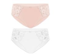 Slip SUSA "2er Pack Damen Slip Latina", Damen, Gr. 40, bunt (beige weiß), Obermaterial: 78% Polyamid PA. 16% Elasthan EL. 6% Baumwolle CO., Unterhosen Slip (31328851-40) beige weiß