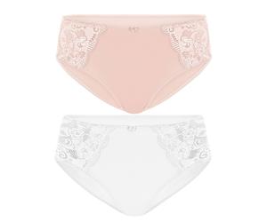 Slip SUSA "2er Pack Damen Slip Latina", Damen, Gr. 40, bunt (beige weiß), Obermaterial: 78% Polyamid PA. 16% Elasthan EL. 6% Baumwolle CO., Unterhosen Slip (31328851-40) beige weiß