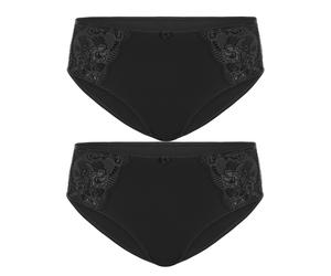 Slip SUSA "2er Pack Damen Slip Latina", Damen, Gr. 42, schwarz (schwarz schwarz), Obermaterial: 78% Polyamid PA. 16% Elasthan EL. 6% Baumwolle CO., Unterhosen Slip (87523550-42) schwarz schwarz