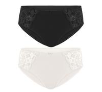 Slip SUSA "2er Pack Damen Slip Latina", Damen, Gr. 44, bunt (champagner schwarz), Obermaterial: 78% Polyamid PA. 16% Elasthan EL. 6% Baumwolle CO., Unterhosen Slip (76349348-44) champagner schwarz