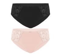 Slip SUSA "2er Pack Damen Slip Latina", Damen, Gr. 44, bunt (schwarz beige), Obermaterial: 78% Polyamid PA. 16% Elasthan EL. 6% Baumwolle CO., Unterhosen Slip (60760822-44) schwarz beige