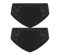 Slip SUSA "2er Pack Damen Slip Latina", Damen, Gr. 44, schwarz (schwarz schwarz), Obermaterial: 78% Polyamid PA. 16% Elasthan EL. 6% Baumwolle CO., Unterhosen Slip (87523550-44) schwarz schwarz