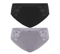 Slip SUSA "2er Pack Damen Slip Latina", Damen, Gr. 48, bunt (frosty lavender schwarz), Obermaterial: 78% Polyamid PA. 16% Elasthan EL. 6% Baumwolle CO., Unterhosen Slip (42720700-48) frosty lavender s